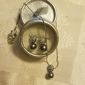 Necklace and earring set, silver, new